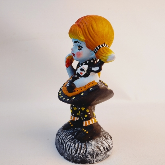 Hand Painted Halloween Girl With Undead Bunny‎ - Picture 7 of 10